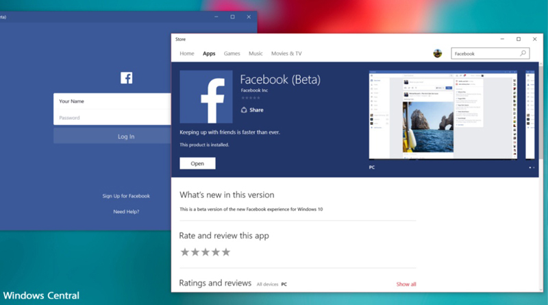 Official Facebook app arrives on Windows 10
