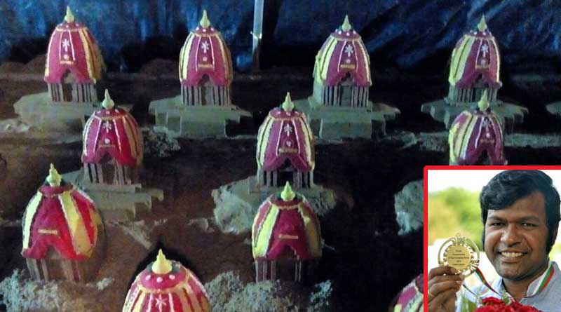 Sand artist Sudarshan Pattanaik aims to create a world record for maximum number of raths on Puri Beach