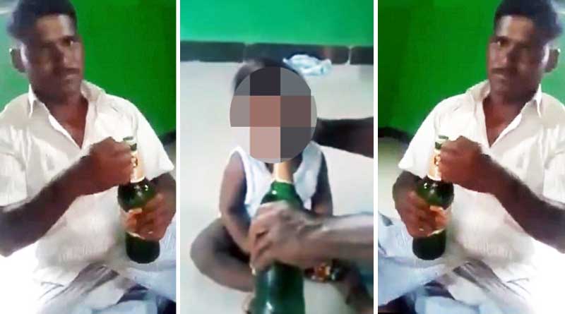 Father forces his 10-month-old baby to drink beer