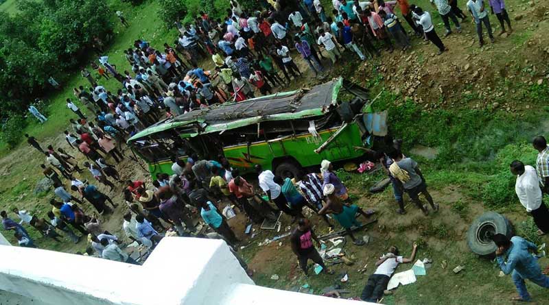 16 killed, 30 injured as a bus falls off an old bridge in Odisha