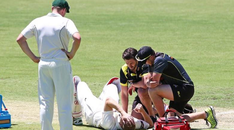 Australia batsman Adam Voges blow to helmet in Sheffield Shield