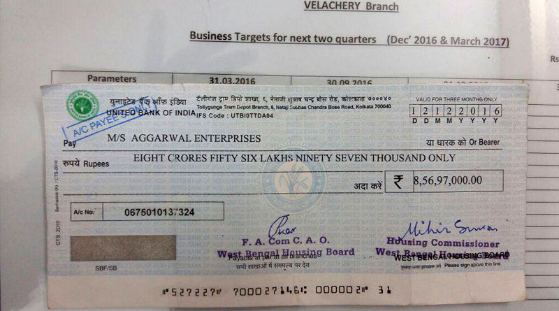Housing Department cheque forged alleged minister