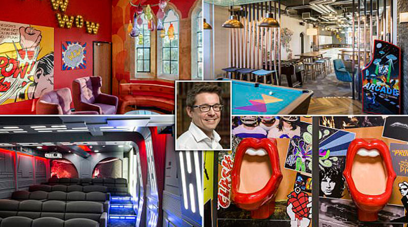 UK Boss provide stuffs beer, cinema and a castle for work