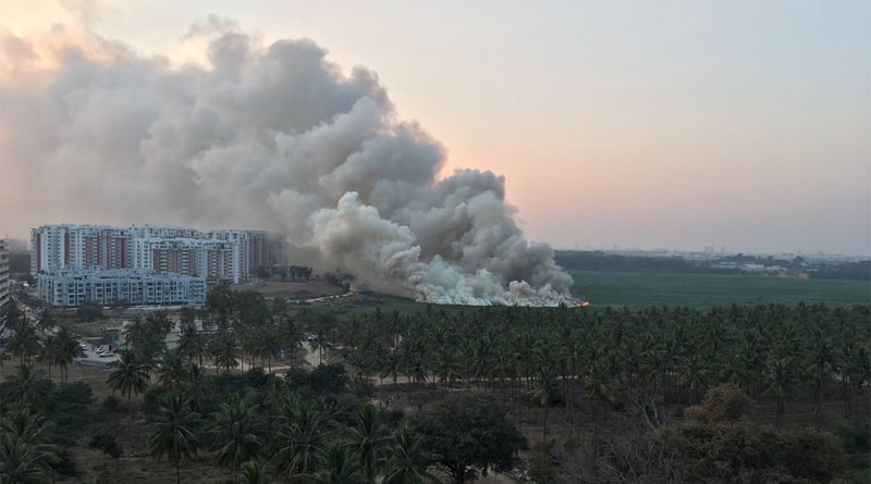 Bellandur lake in Bengaluru caught fire