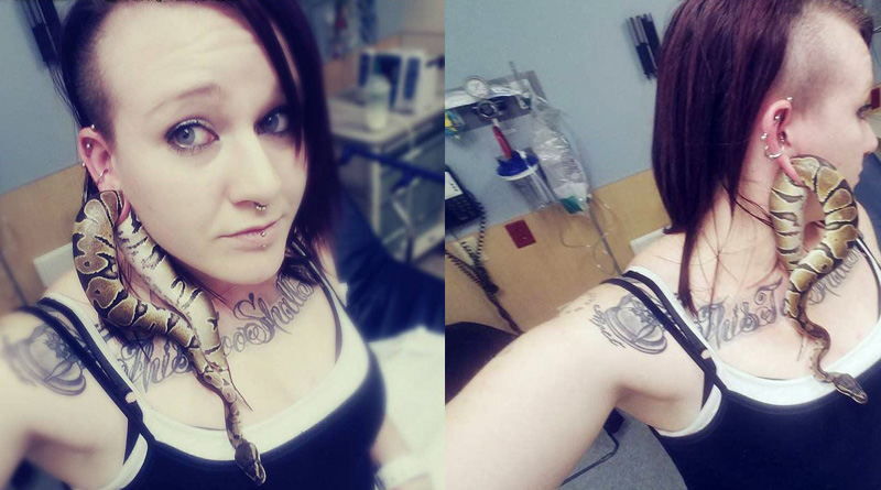  US Teen's Pet Snake Gets Stuck In Her Earlobe