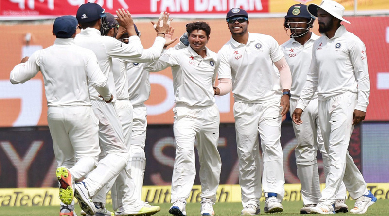 India retains edge riding Spinner Kuldeep Yadav's stint on Day 1 of Dharmasala test