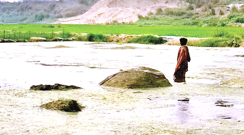 Ancient Shiva Temple surfaces on Damodar River in Tarakeswar