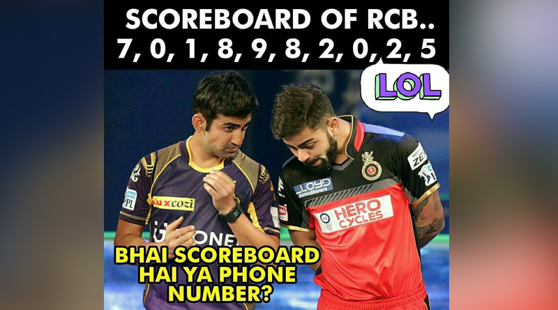 RCB trolled on social media after being humiliated by KKR 