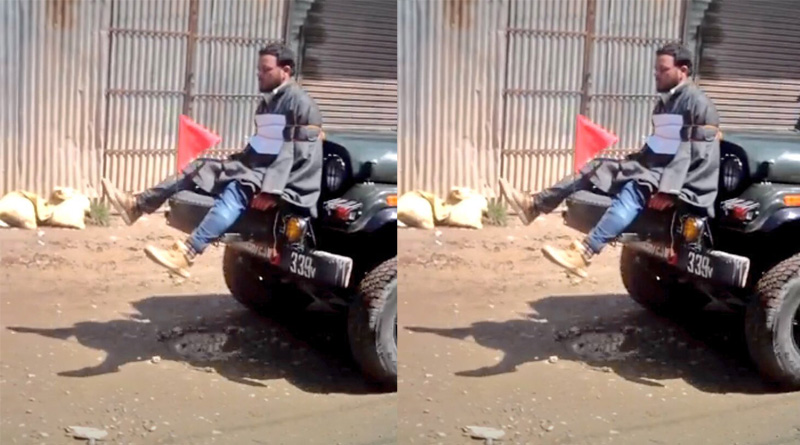 Omar Abdullah posts video of a Kashmiri youth tied infront of an army Jeep