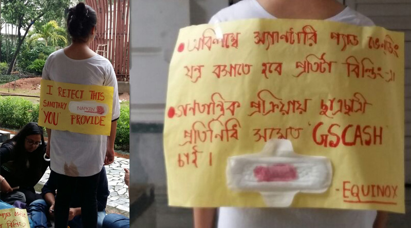 Girl students launch ‘No Sanitary Pad’ protest in Presidency University