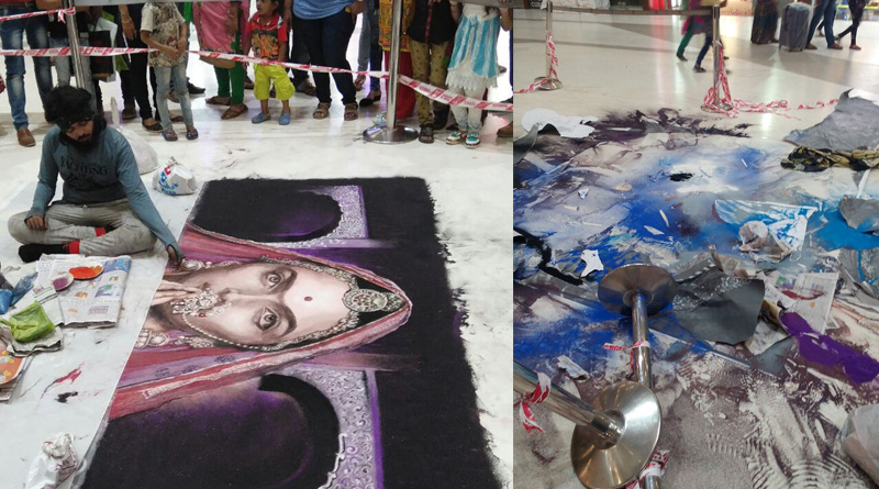 ‘Padmavati’ Rangoli destroyed by Vandals