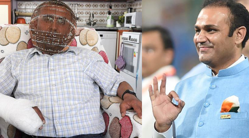 Sehwag tweets the pic of a turkey man who caged his head to quit smoking