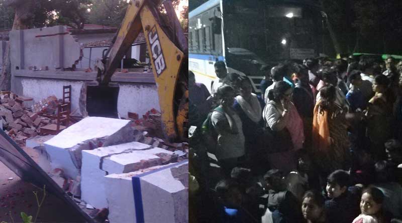 Army demolish gate and boundary of a school in Barrackcpore