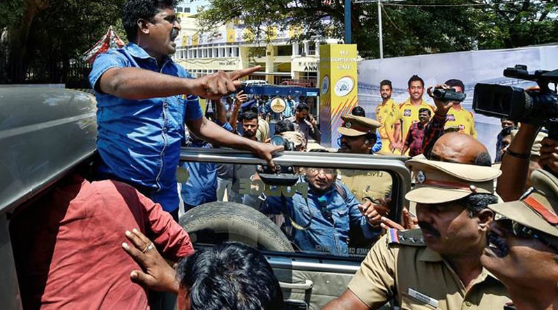 Cauvery row:Fierce anti-IPL protest erupts in Chepauk