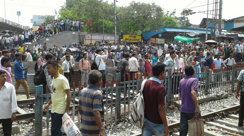 Protest in Sodepur rail station, train services hit