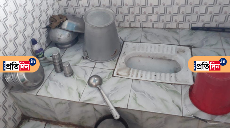 Katwa: utensil Kept on toilet by ICDS worker