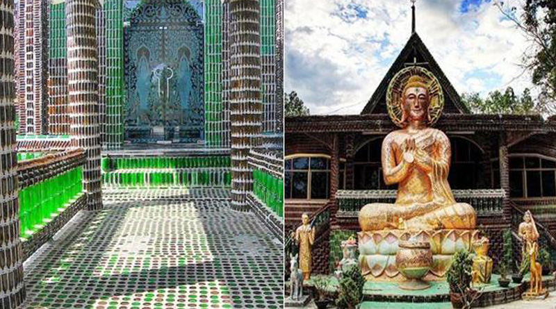 This Buddhist temple is made of a million beer bottles