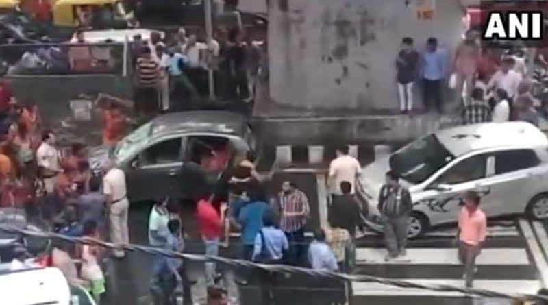 'Kanwariyas' vandalise a car in Delhi's Moti Nagar