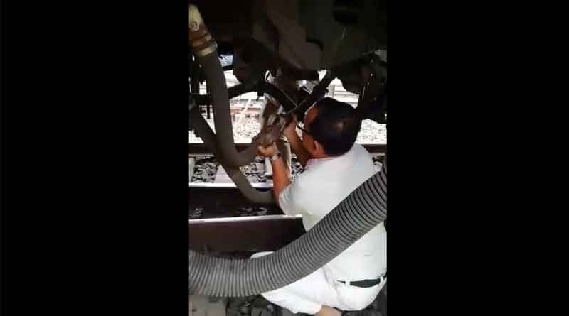 Technician survives train accident
