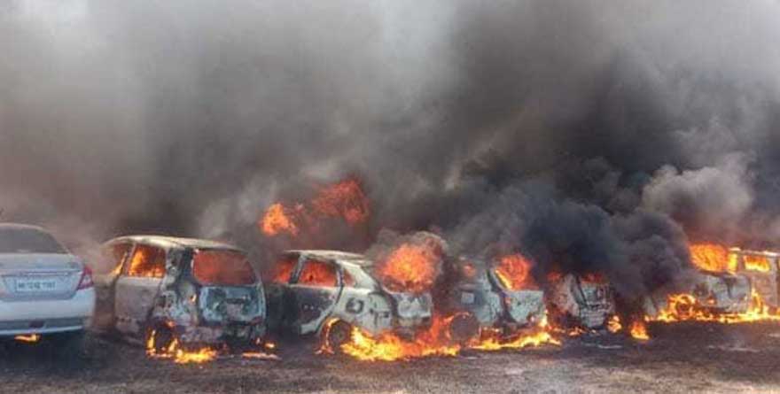  fire at the parking lot in bengaluru