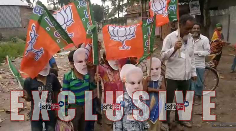 School students are campagining for BJP in Coch Behar.