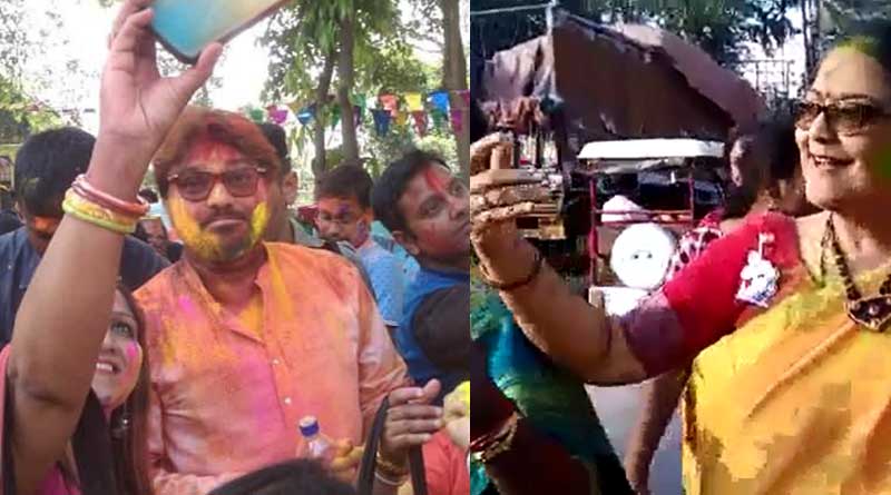 Babul Supriyo celebrates Holi at Asansol with family and friends