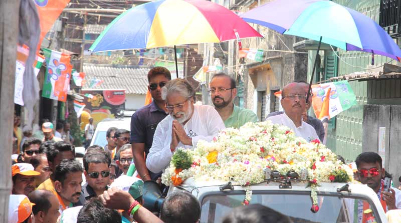 TMC candidate Sudip Banerjee campaigns in Shyambazar
