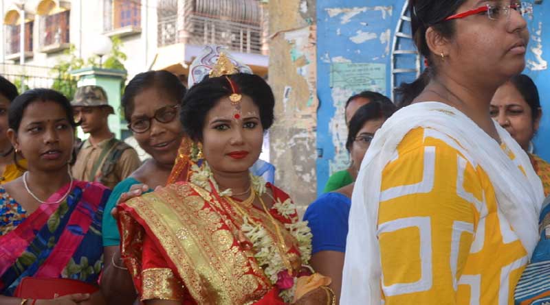 Two newly married brides cast vote on the way to go inlaws house