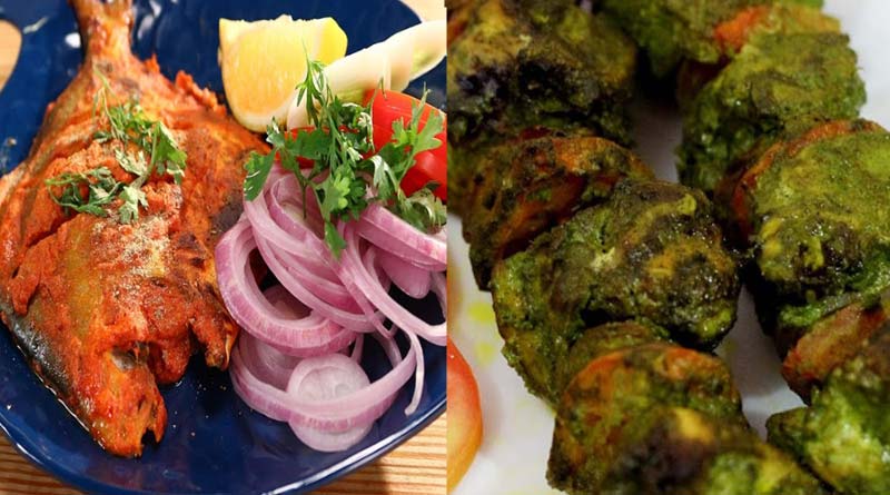 Some special recipe of chicken and fish with juice to fight heat