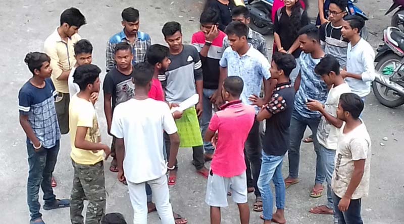 Pot holes ridden road in Odlabari sparks student agitation