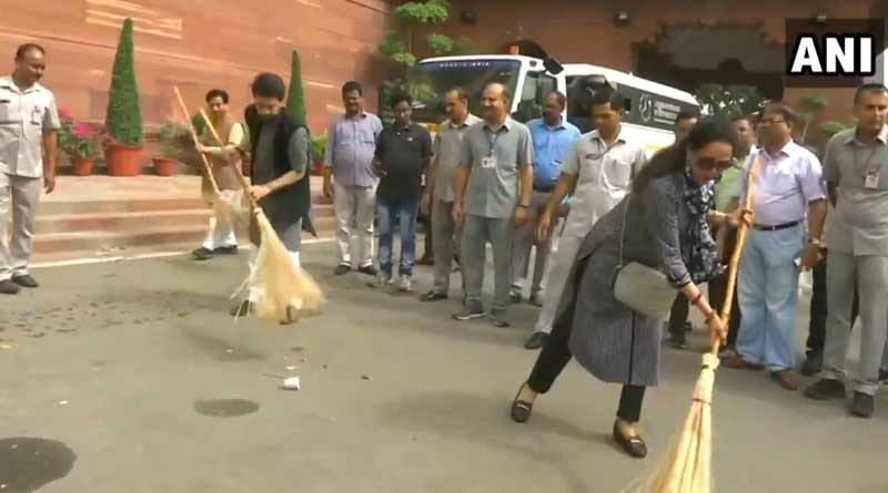 Watch: Broom In Hand, Hema Malini Joins Cleanliness Drive At Parliament