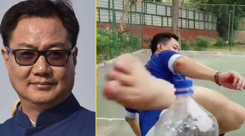 Sports Minister Kiren Rijiju nails the bottle cap challenge