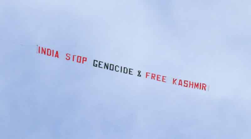 Plane flies with 'stop Kashmir genocide' banner during cricket world cup