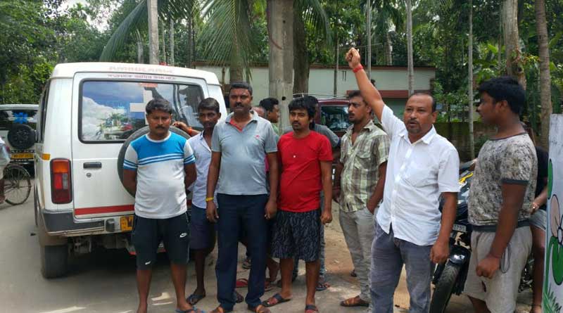 Ambulance drivers stage protest outside Bongaon BJP leader's house