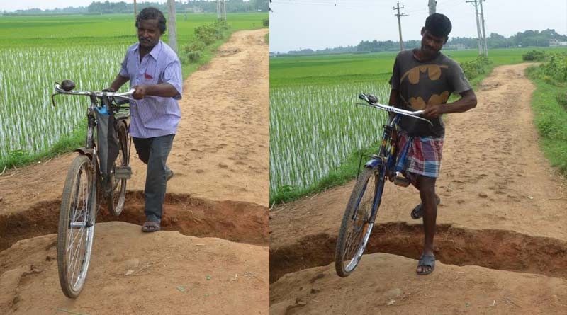 Villagers make protest by cutting the road with neighbour village in Katwa