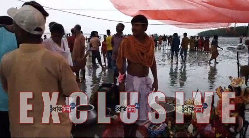 A river island rises for a day in Sundarban area of South 24 Parganas