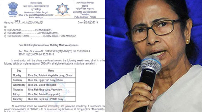 Mamata Bannerjee rejects new menu of mid-day meal