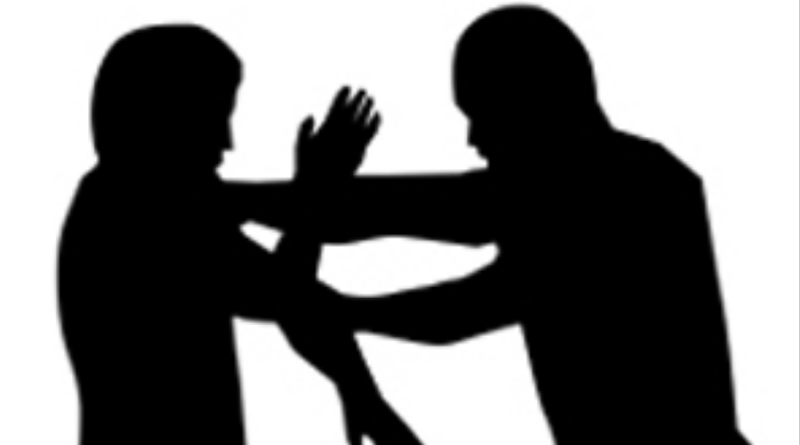The young man bites the man's finger, 'swallows it' in the fury