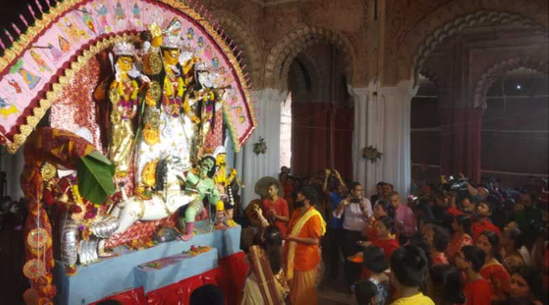 Members of Krishnanagar rajbari enjoying sindurkhela