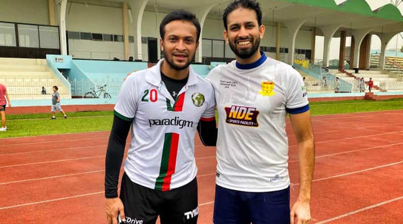 Bangladesh all-rounder Shakib Al Hasan turns footballer