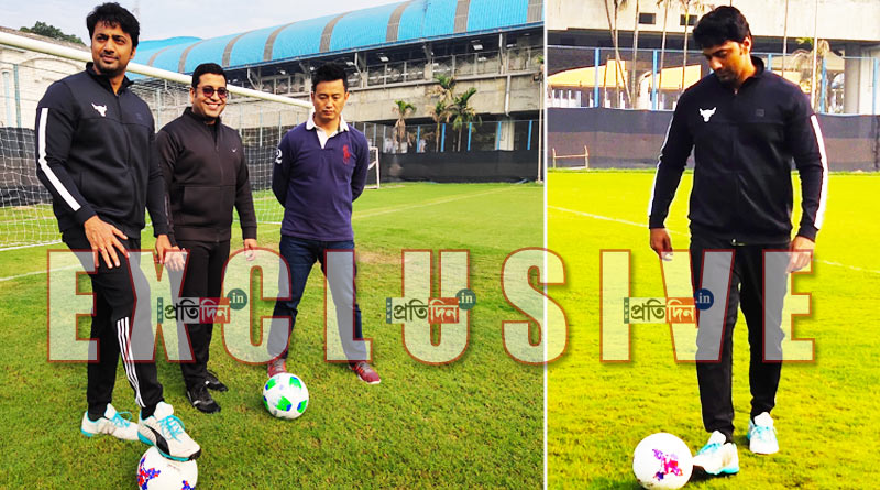 Actor Dev takes coaching from renowned footballer Baichung Bhutia
