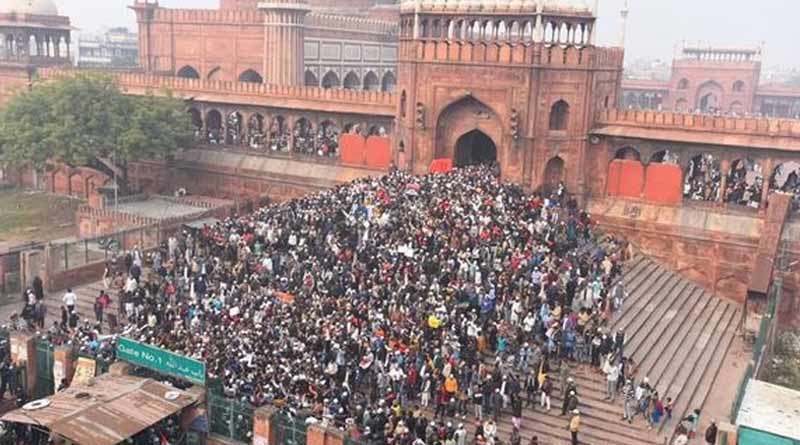 Massive anti CAA protest at Jama Masjid square led by Bhim Army
