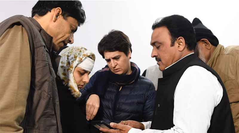 Priyanka Gandhi visits Muzaffarnagar victims, condemns police brutality.