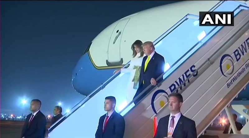 Trump and first lady reache at Delhi, will spend night at Chankyapuri.
