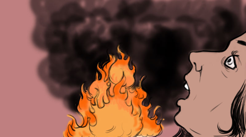 Wife burnt with her 2 years old girl in locked room, husband was arrasted