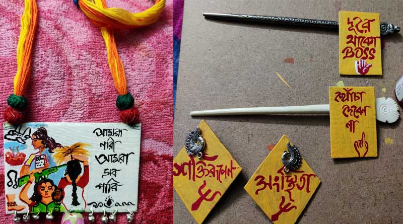 Messages against molestation written on ornaments made in Asansole