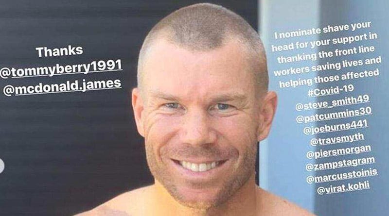Corona pandemic: David Warner shaves head, challenges Virat Kohli