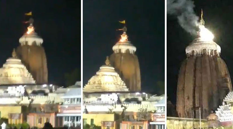 Flag of Puri Jagannath Mandir catches fire in Odisha