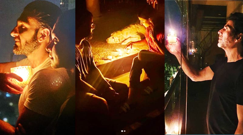 Bollywood celebs lighting diyas to show the solidarity
