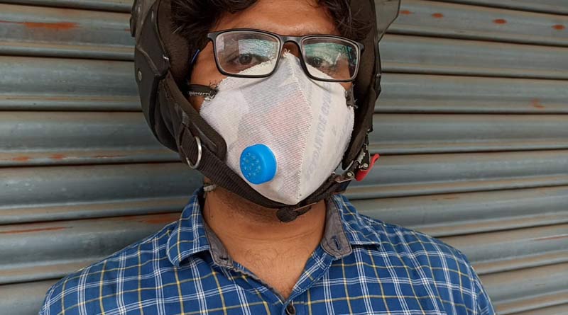 A youth in Balurghat makes masks like N95 by own
